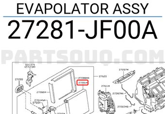 Nissan 27281JF00A EVAPOLATOR ASSY