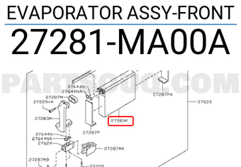 Nissan 27281MA00A EVAPORATOR ASSY-FRONT