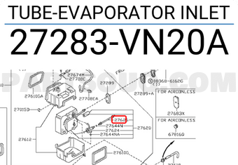 Nissan 27283VN20A TUBE-EVAPORATOR INLET