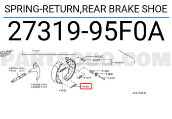 Nissan 2731995F0A SPRING-RETURN,REAR BRAKE SHOE