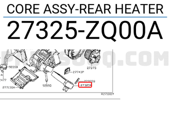 Nissan 27325ZQ00A CORE ASSY-REAR HEATER