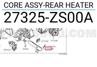 Nissan 27325ZS00A CORE ASSY-REAR HEATER
