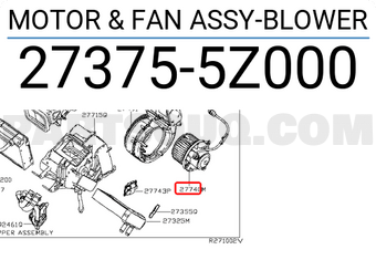 Nissan 273755Z000 MOTOR & FAN ASSY-BLOWER