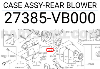 Nissan 27385VB000 CASE ASSY-REAR BLOWER