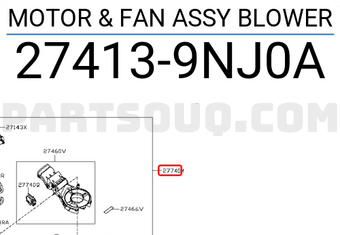 Nissan 274139NJ0A MOTOR & FAN ASSY BLOWER