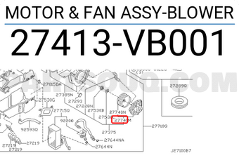 Nissan 27413VB001 MOTOR & FAN ASSY-BLOWER