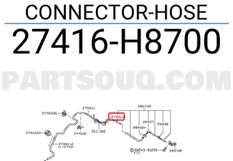 Nissan 27416H8700 CONNECTOR-HOSE