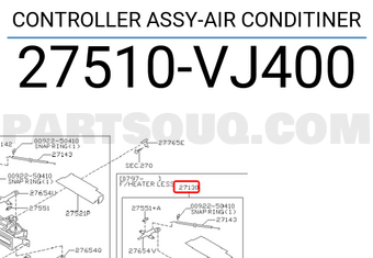Nissan 27510VJ400 CONTROLLER ASSY-AIR CONDITINER
