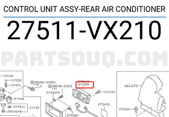 Nissan 27511VX210 CONTROL UNIT ASSY-REAR AIR CONDITIONER
