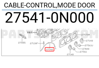 Nissan 275410N000 CABLE-CONTROL,MODE DOOR