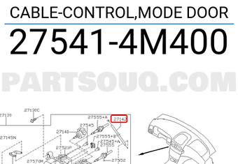 Nissan 275414M400 CABLE-CONTROL,MODE DOOR