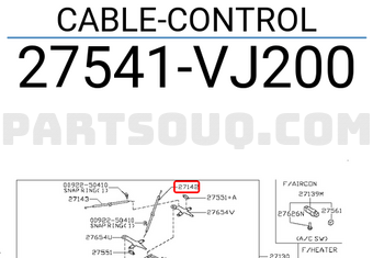 Nissan 27541VJ200 CABLE-CONTROL