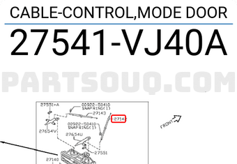 Nissan 27541VJ40A CABLE-CONTROL,MODE DOOR