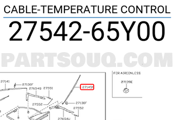 Nissan 2754265Y00 CABLE-TEMPERATURE CONTROL