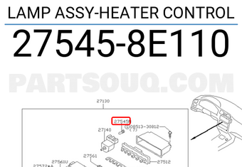 Nissan 275458E110 LAMP ASSY-HEATER CONTROL