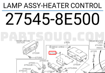 Nissan 275458E500 LAMP ASSY-HEATER CONTROL