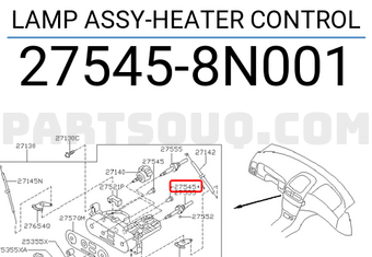 Nissan 275458N001 LAMP ASSY-HEATER CONTROL