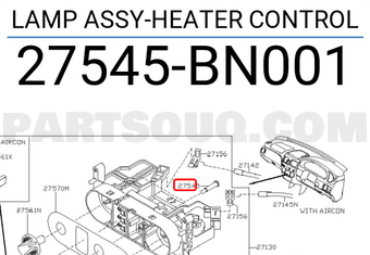 Nissan 27545BN001 LAMP ASSY-HEATER CONTROL