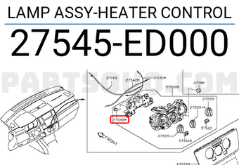 Nissan 27545ED000 LAMP ASSY-HEATER CONTROL