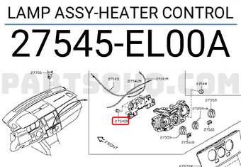Nissan 27545EL00A LAMP ASSY-HEATER CONTROL