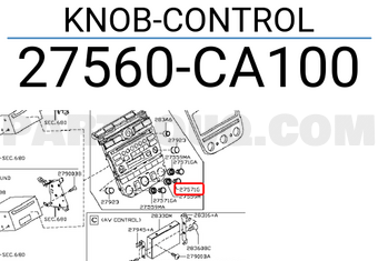 Nissan 27560CA100 KNOB-CONTROL