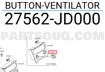 Nissan 27562JD000 BUTTON-VENTILATOR