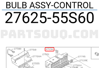 Nissan 2762555S60 BULB ASSY-CONTROL