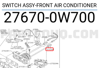 Nissan 276700W700 SWITCH ASSY-FRONT AIR CONDITIONER