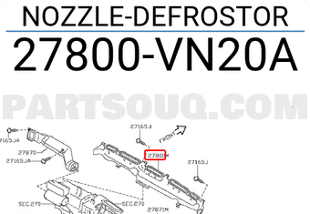 Nissan 27800VN20A NOZZLE-DEFROSTOR