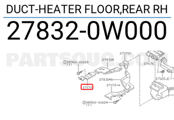 Nissan 278320W000 DUCT-HEATER FLOOR,REAR RH