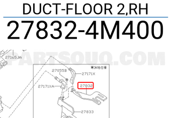 Nissan 278324M400 DUCT-FLOOR 2,RH
