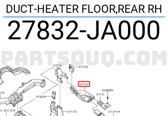 Nissan 27832JA000 DUCT-HEATER FLOOR,REAR RH