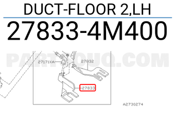 Nissan 278334M400 DUCT-FLOOR 2,LH