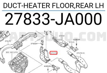 Nissan 27833JA000 DUCT-HEATER FLOOR,REAR LH