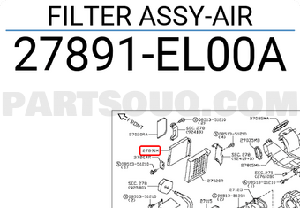 Nissan 27891EL00A FILTER ASSY-AIR