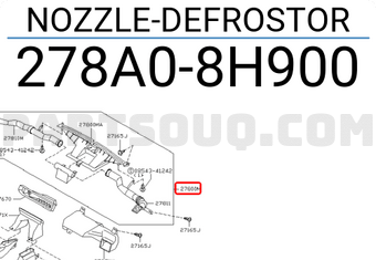 Nissan 278A08H900 NOZZLE-DEFROSTOR