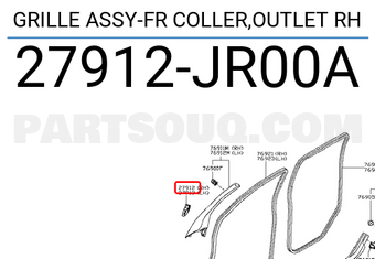 Nissan 27912JR00A GRILLE ASSY-FR COLLER,OUTLET RH
