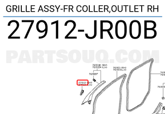 Nissan 27912JR00B GRILLE ASSY-FR COLLER,OUTLET RH