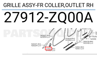 Nissan 27912ZQ00A GRILLE ASSY-FR COLLER,OUTLET RH