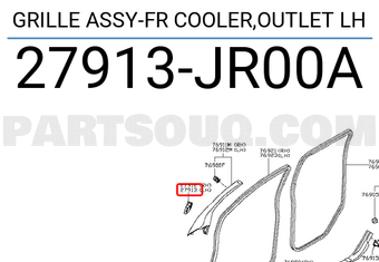 Nissan 27913JR00A GRILLE ASSY-FR COOLER,OUTLET LH