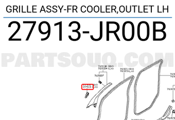 Nissan 27913JR00B GRILLE ASSY-FR COOLER,OUTLET LH