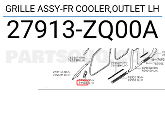Nissan 27913ZQ00A GRILLE ASSY-FR COOLER,OUTLET LH