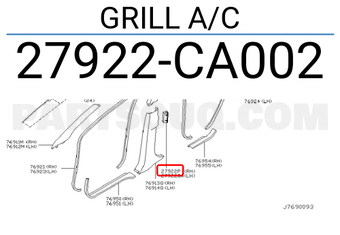 Nissan 27922CA002 GRILL A/C