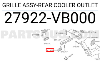 Nissan 27922VB000 GRILLE ASSY-REAR COOLER OUTLET