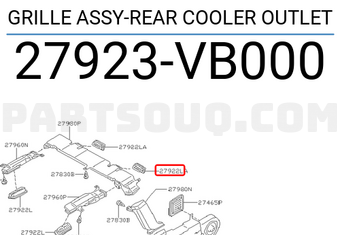 Nissan 27923VB000 GRILLE ASSY-REAR COOLER OUTLET