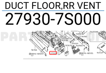 Nissan 279307S000 DUCT FLOOR,RR VENT