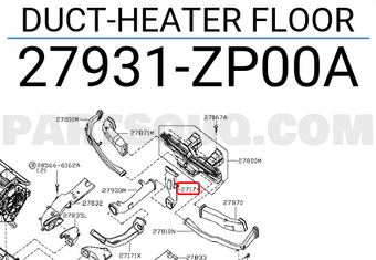 Nissan 27931ZP00A DUCT-HEATER FLOOR