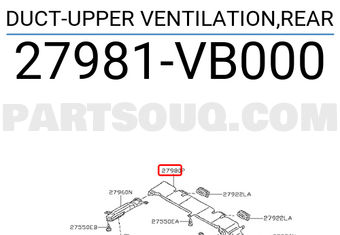 Nissan 27981VB000 DUCT-UPPER VENTILATION,REAR
