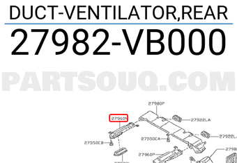 Nissan 27982VB000 DUCT-VENTILATOR,REAR
