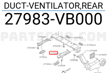 Nissan 27983VB000 DUCT-VENTILATOR,REAR